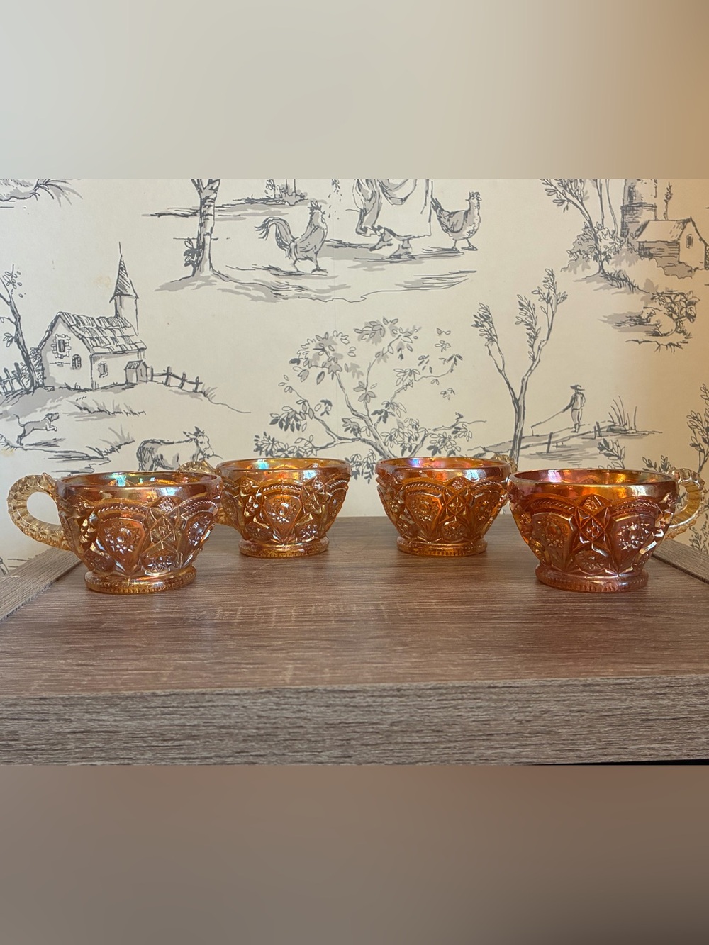 Vintage Imperial Carnival Glass set of 4 punch cups